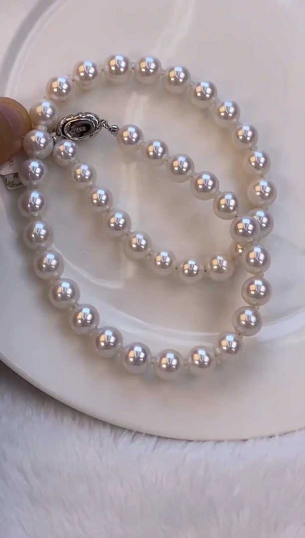 项链银S925镶嵌淡水珍珠9