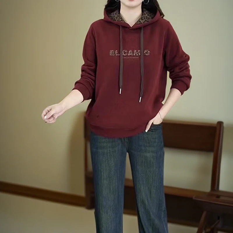 【素境】3069#连帽套头卫衣女士春秋冬季加绒加厚2024新款宽松时尚