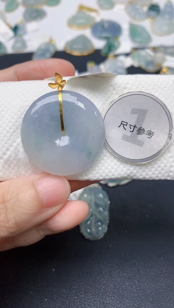 颈饰18K金镶嵌翡翠天然缅甸A货翡翠