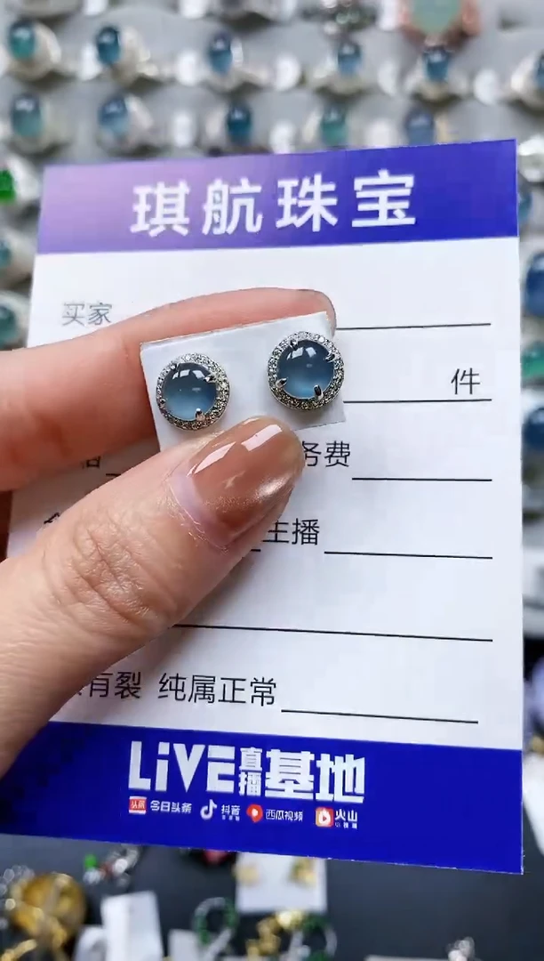 【闪购商品】翡翠耳饰银S925镶嵌0602