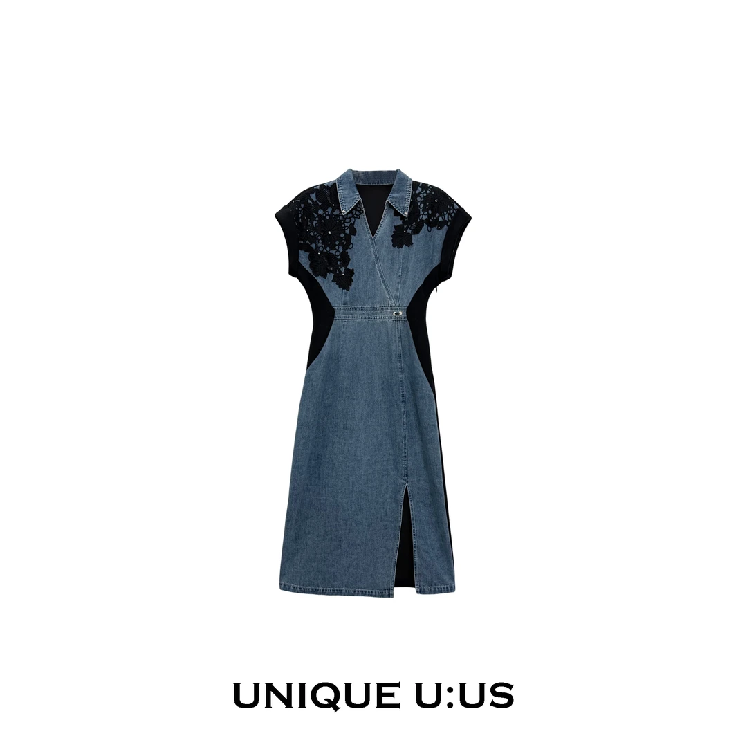 UNIQUE U:US【墨兰】优雅时尚休闲百搭连衣裙250312