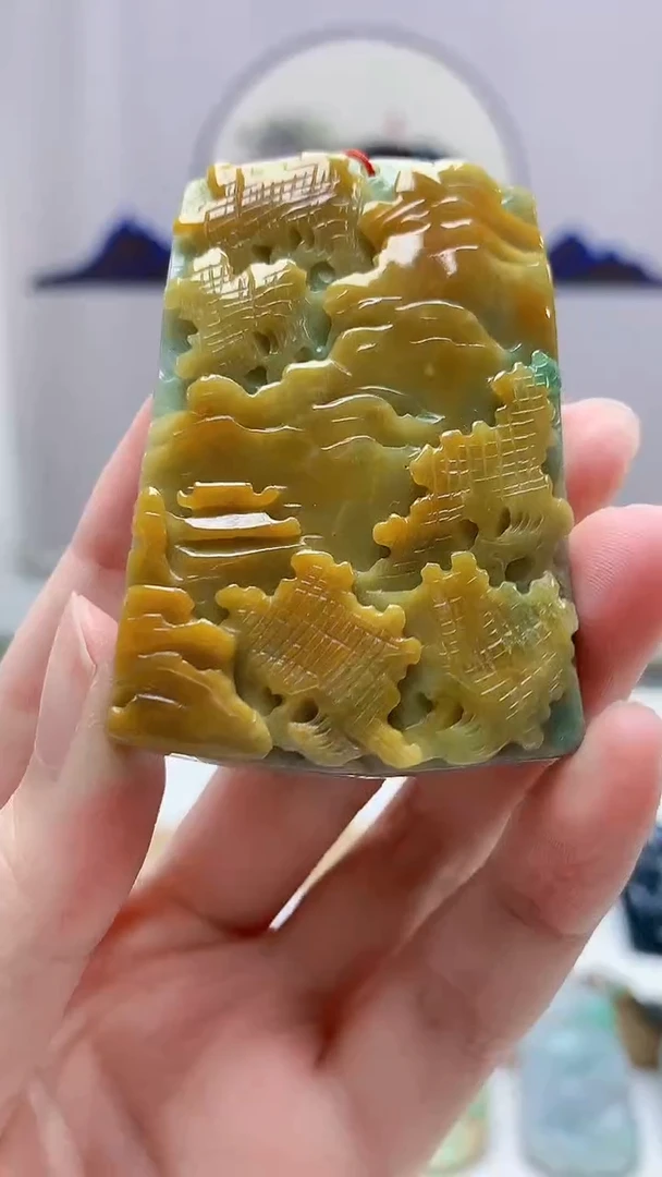 未镶嵌定制翡翠4852zm-毛货挂件26山水