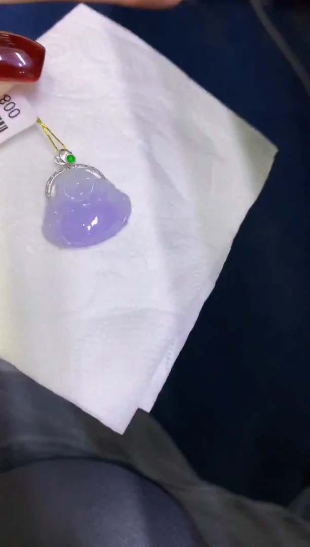 颈饰18K金镶嵌翡翠缅甸天然翡翠A货