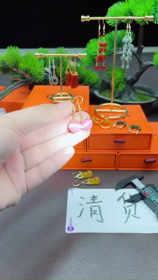 玛瑙/玉髓耳饰银S925镶嵌301