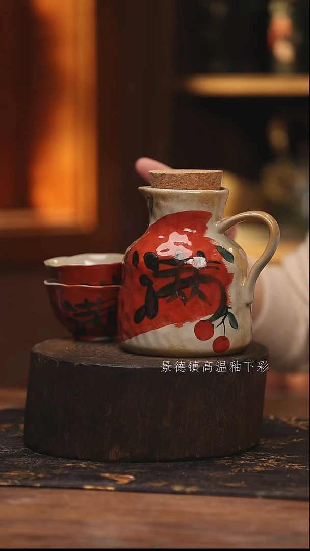 陶瓷景德镇高温釉下手绘陶瓷@L743@