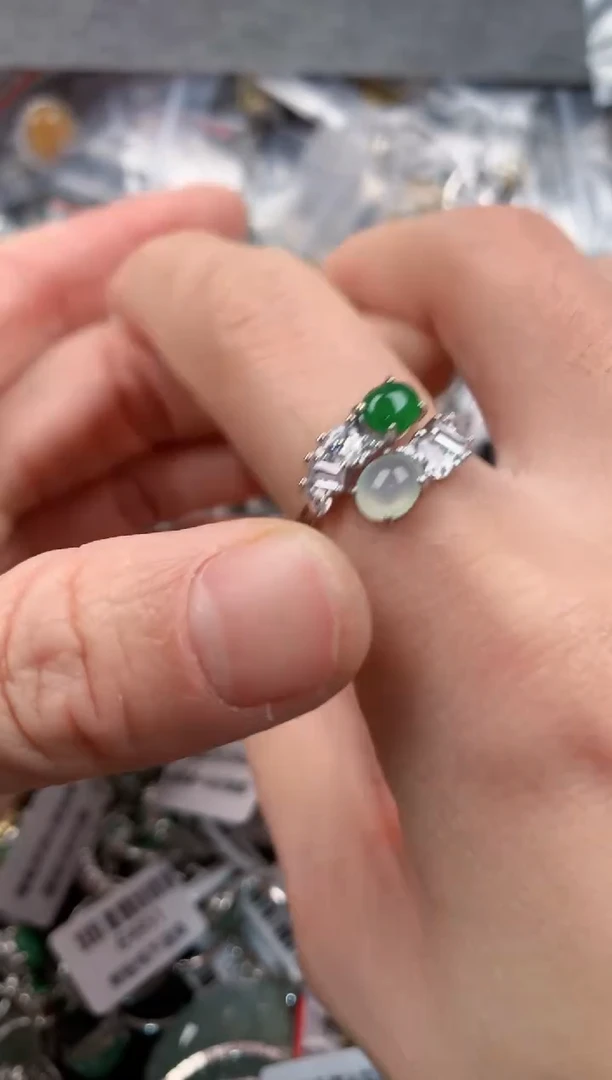 银S925镶嵌戒指翡翠   2                         1