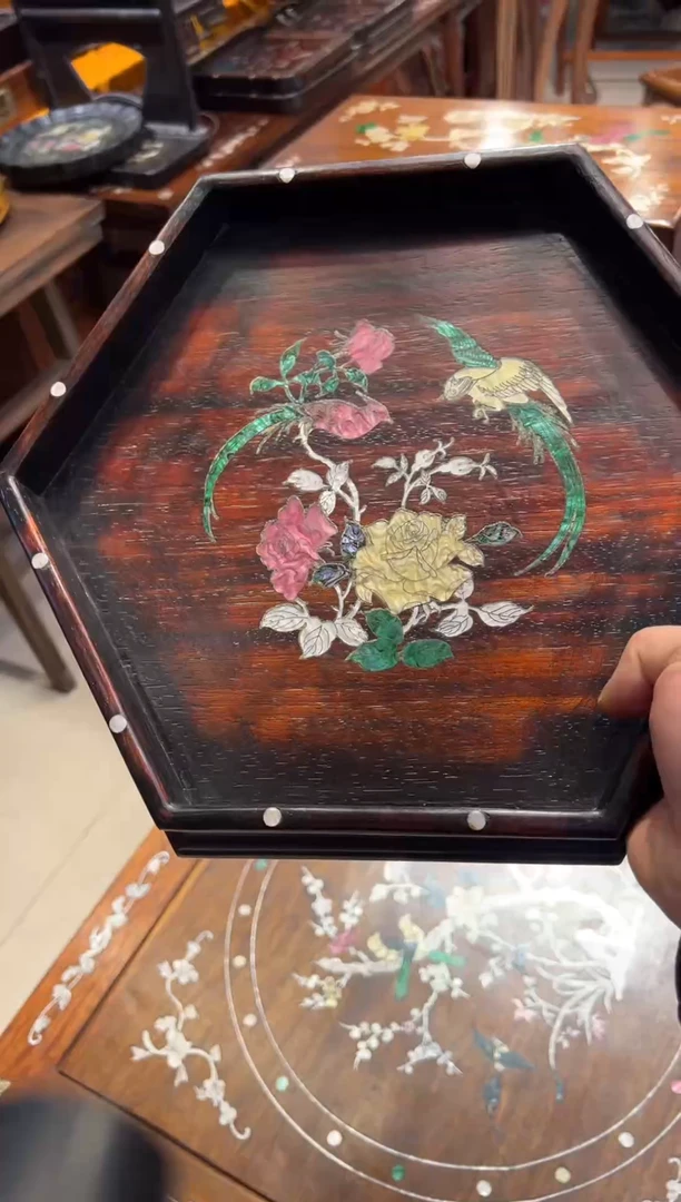 木木头款紫檀六角形茶盘268.888