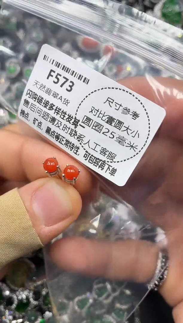 颈饰未镶嵌翡翠F573耳钉