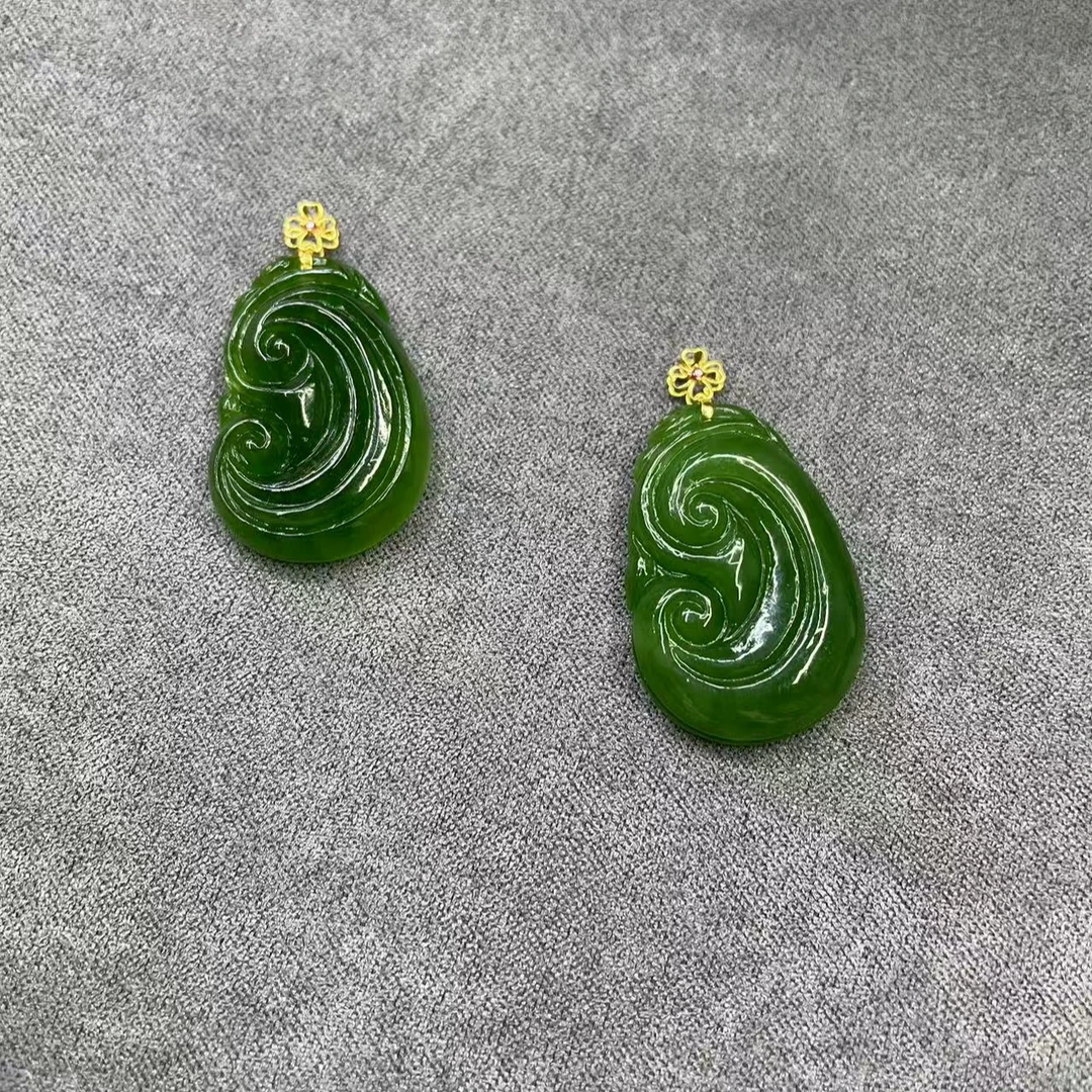 和田玉碧玉如意吊坠（颜色微区多样性发货拍一发一）