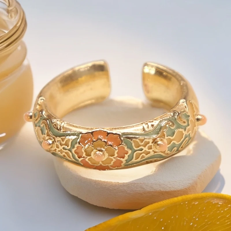 珐琅描金重工轻奢戒指