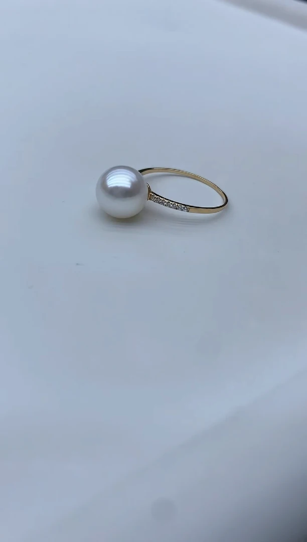 【闪购商品】海水珍珠戒指18K金镶嵌9-10mm
