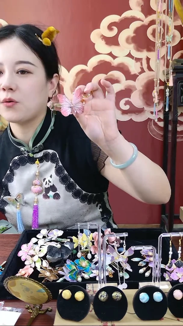 刺绣非遗绒花发簪