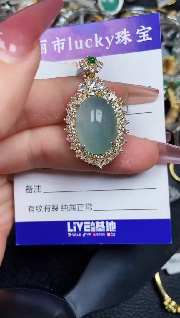 翡翠银S925镶嵌颈饰8979
