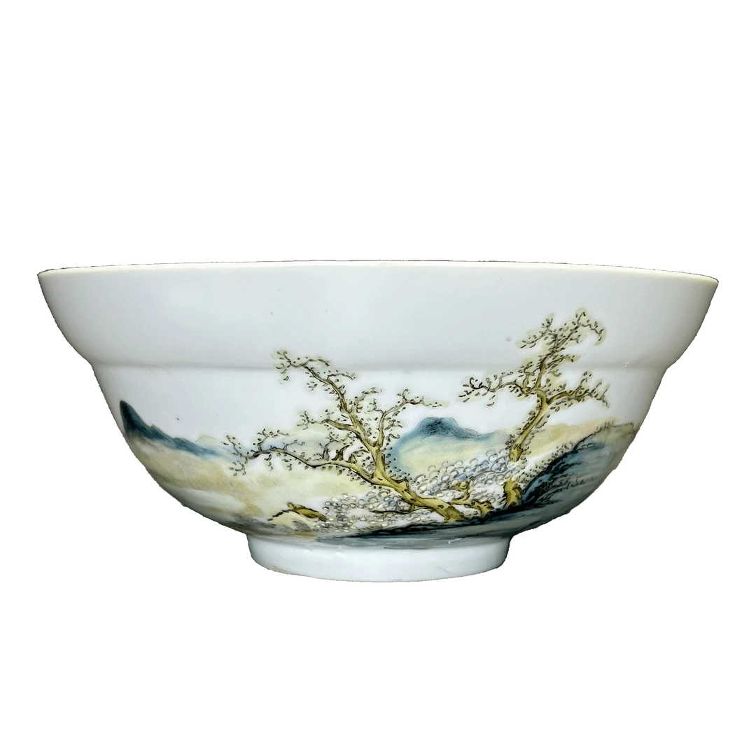 25321248x汪野亭风格浅绛彩山水纹碗