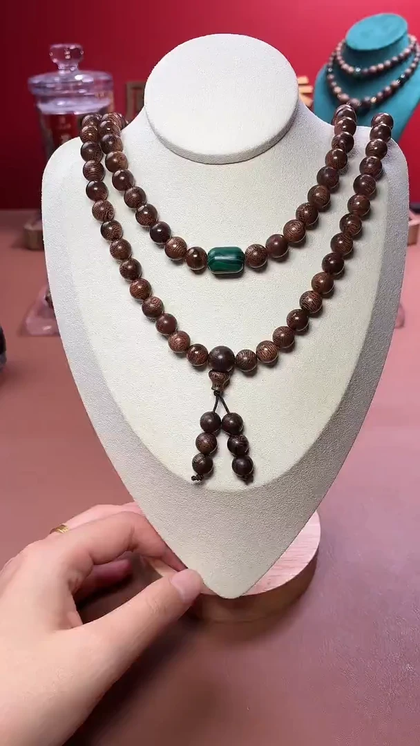 沉香手串【双十二限定款】沉水越南玉化富森红土08×108多圈设计