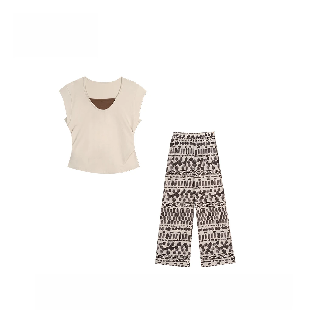 2025年夏季新款两件气质慵懒风小飞袖休闲舒适两件套