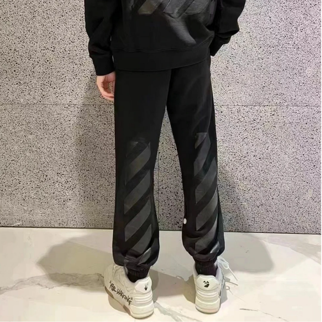 未使用 OFF-WHITE 黑色 斜纹运动裤