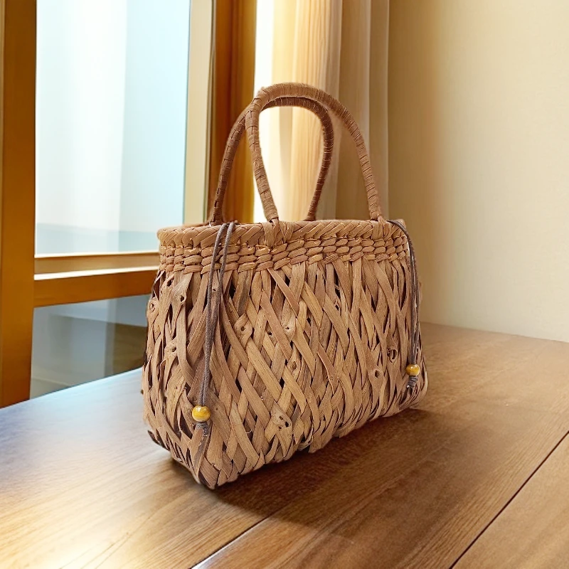 葡萄曜「福建非遗手工藤编包」流苏沙滩休闲手提包包