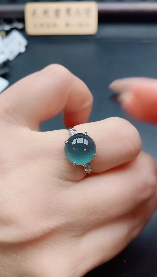 银S925镶嵌戒指翡翠1