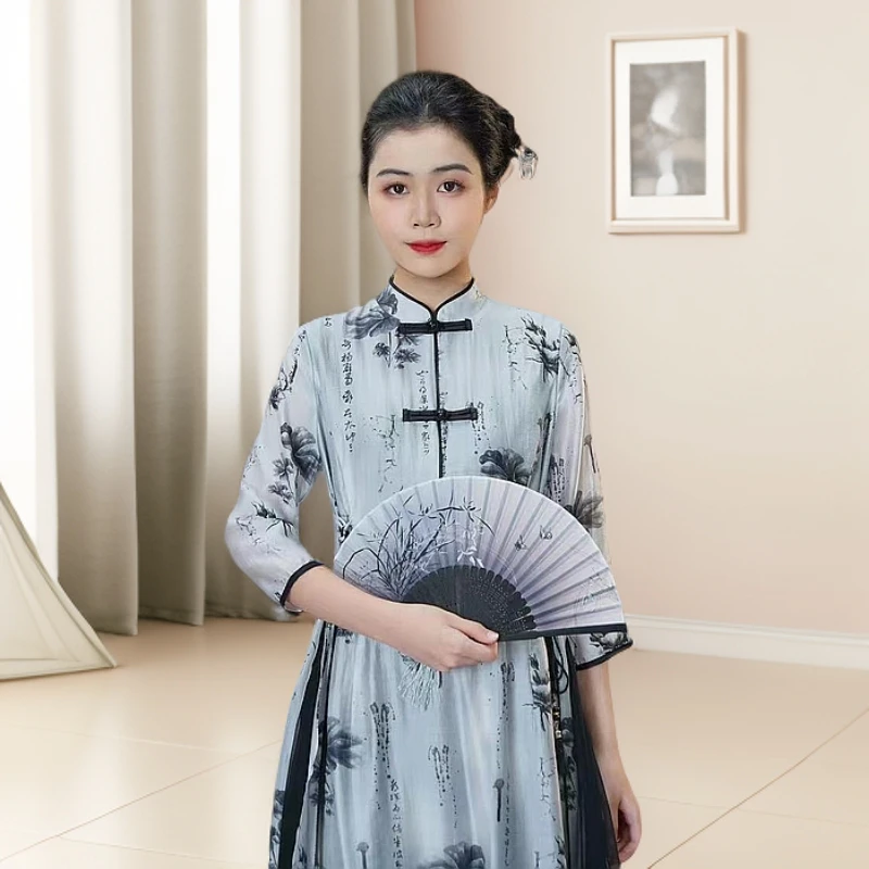 4L025#灰【木兮兮专属】2025年夏季新款女气质显瘦百搭时尚连衣裙