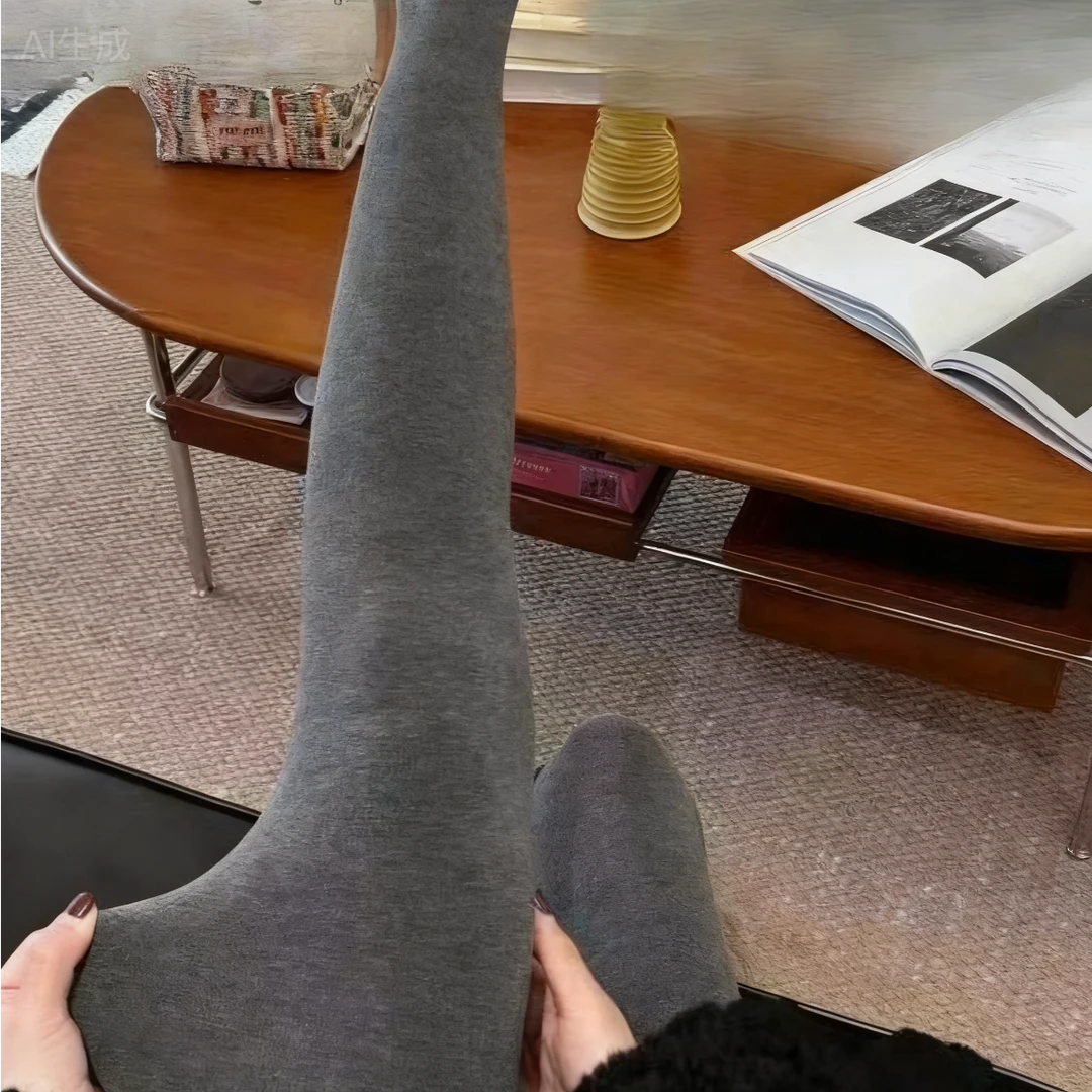 Bai大码【神奇绒袜】胖mm灰色加肥加大不掉档春秋冬加厚裤袜2226
