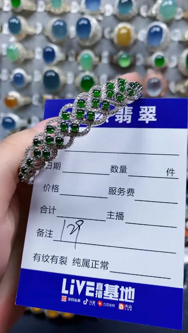 翡翠手镯银S925镶嵌129