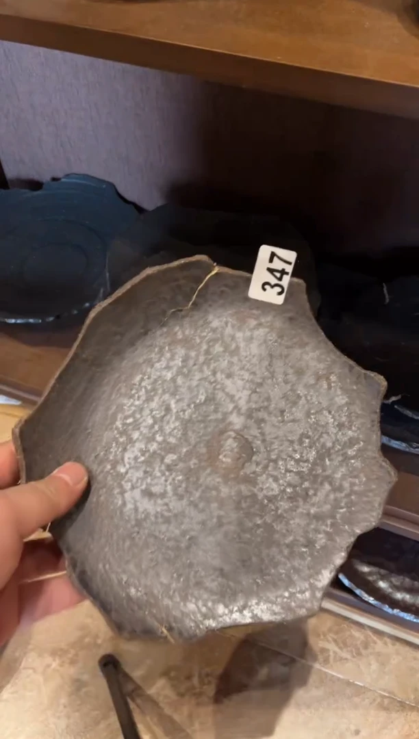 【闪购商品】瓷片347微瑕黑色裂纹异形盘1个