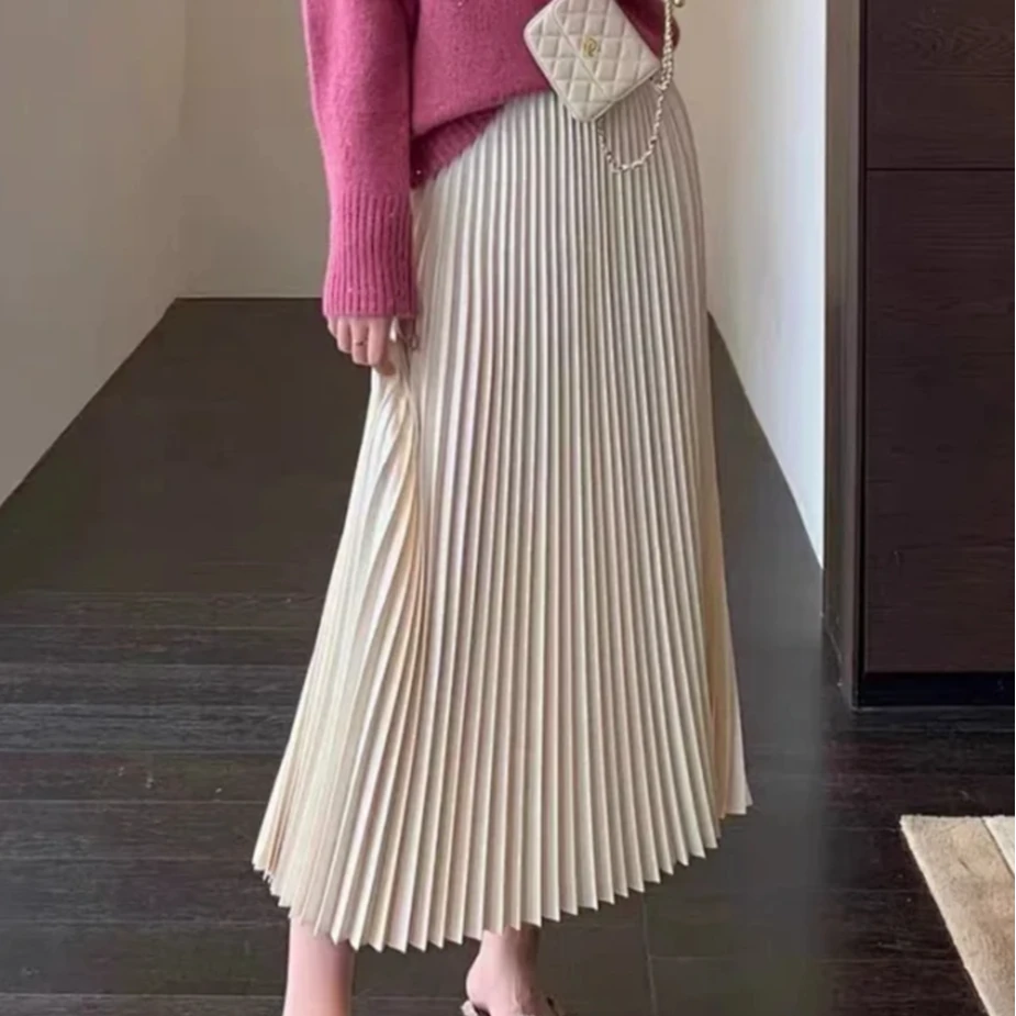 【ICS 韵裕】设计师女装集合店高端垂感百褶半身裙均码腰围弹性