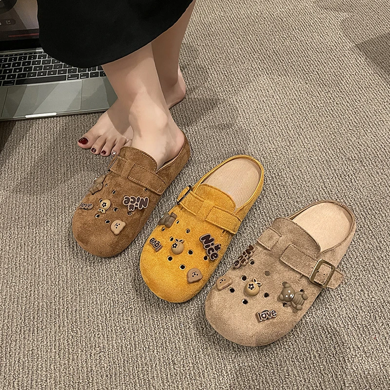 【交个朋友专属】珍妮姿复古勃肯鞋2025新款女百搭休闲包头半拖鞋T