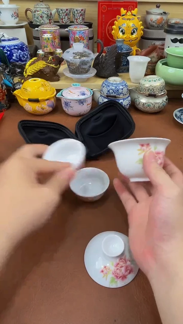 陶瓷茶具摆件旅行套组