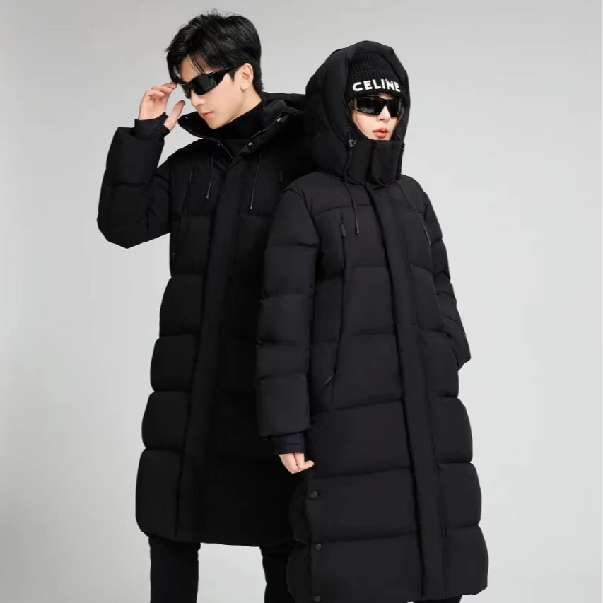 2025黑金黑钻鎏光长款男女同款羽绒服