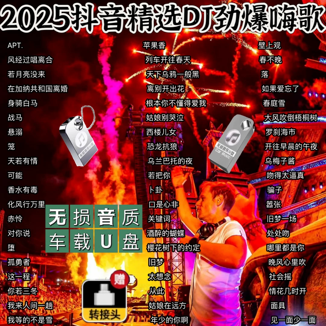 2025抖音流行网络精选劲爆DJ嗨歌无损高音质车载音乐U盘