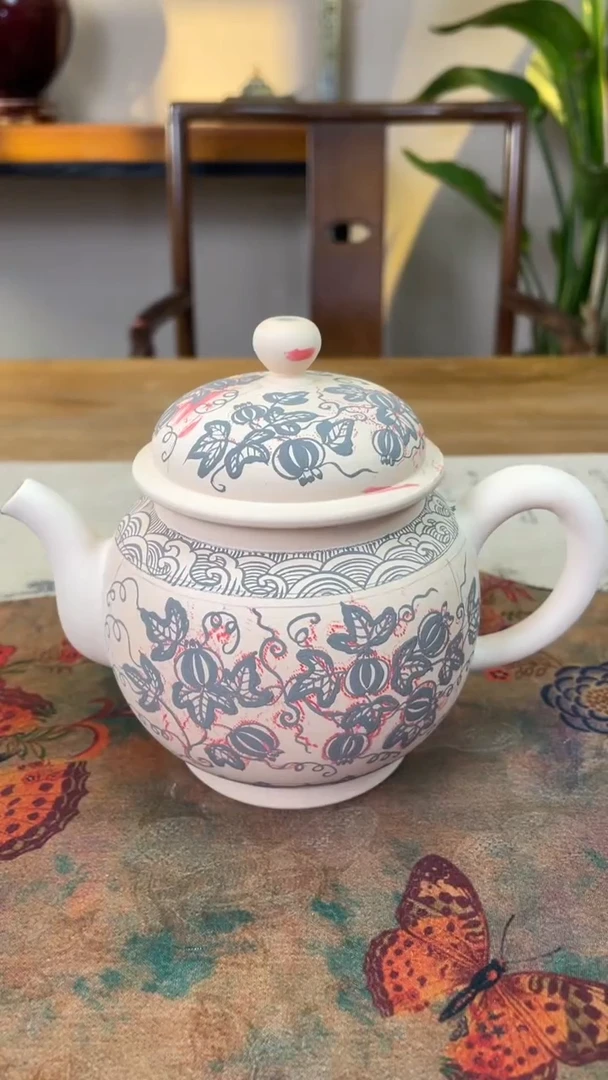 【闪购商品】瓷片押窑柴窑壶景德镇上庄陶瓷多球壶