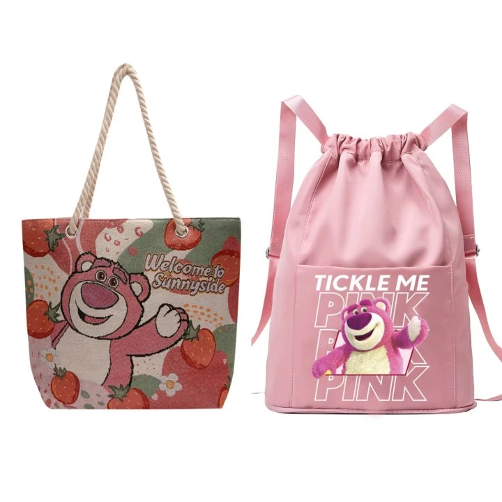 阪织屋迪士尼草莓熊正版联名刺绣包双肩包单肩包拉链大容量包包