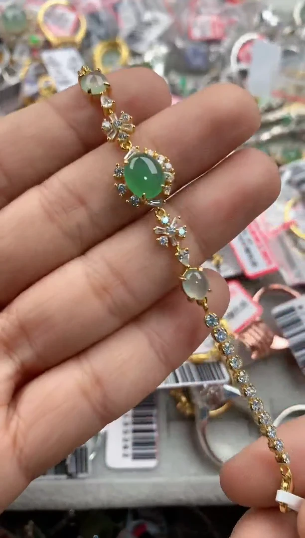 银S925镶嵌戒指翡翠222             1