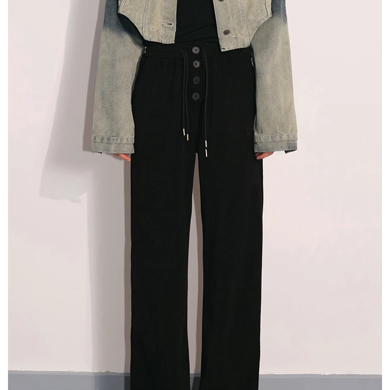 ICYNUDE灯芯绒直筒裤垂感宽松休闲阔腿裤子女秋冬新款