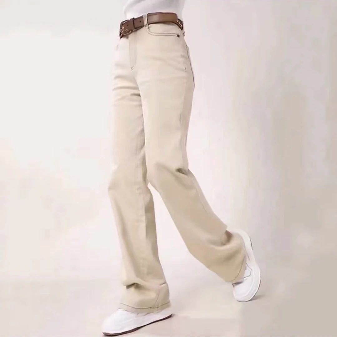 GIRDEAR/哥弟夏季直筒显瘦时尚冰凉超薄高腰牛仔长裤 1100270