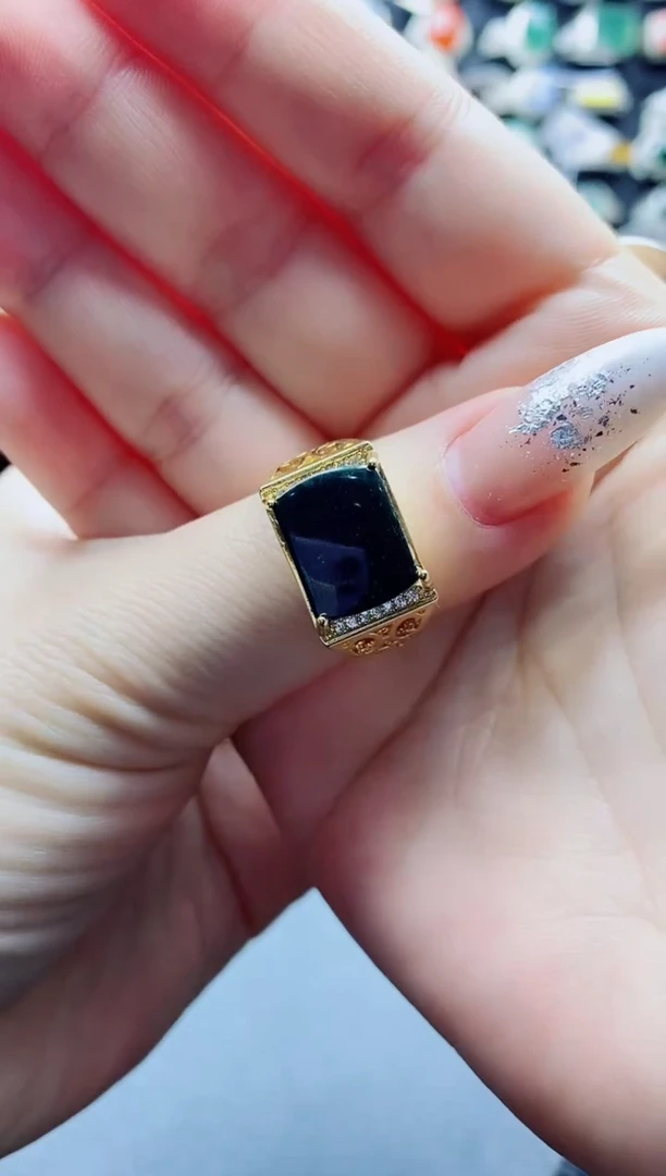 未镶嵌戒指翡翠天然翡翠A货男戒