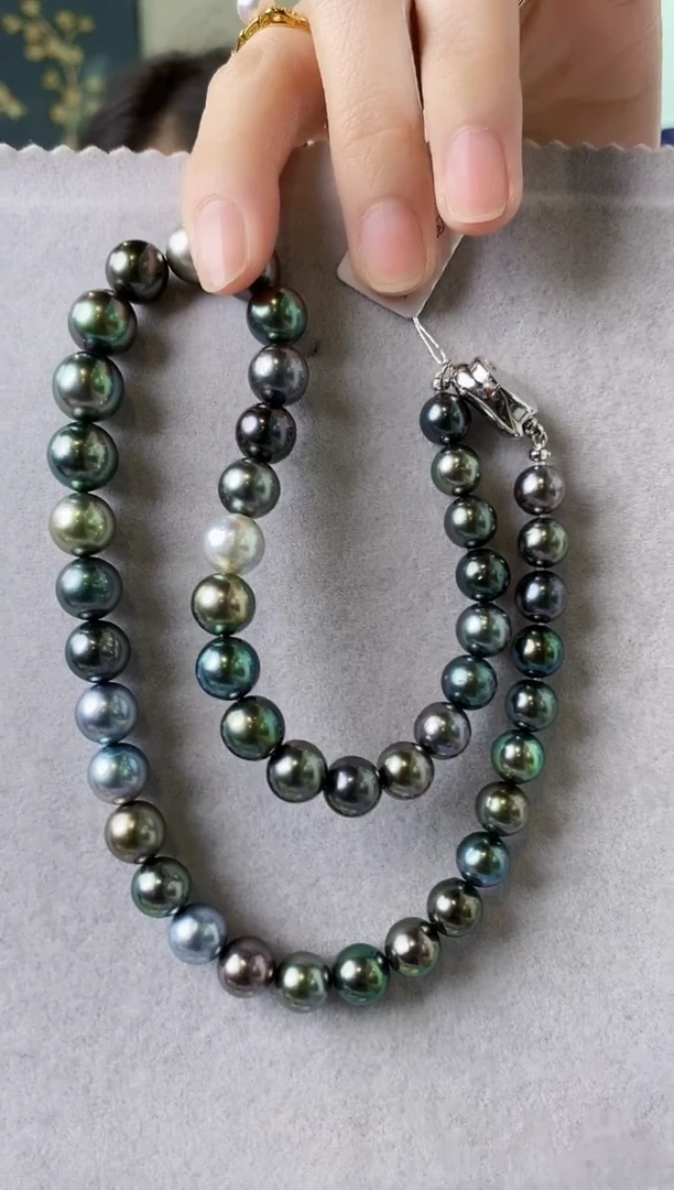 【闪购商品】海水珍珠项链未镶嵌8-11大溪地黑珍珠项链