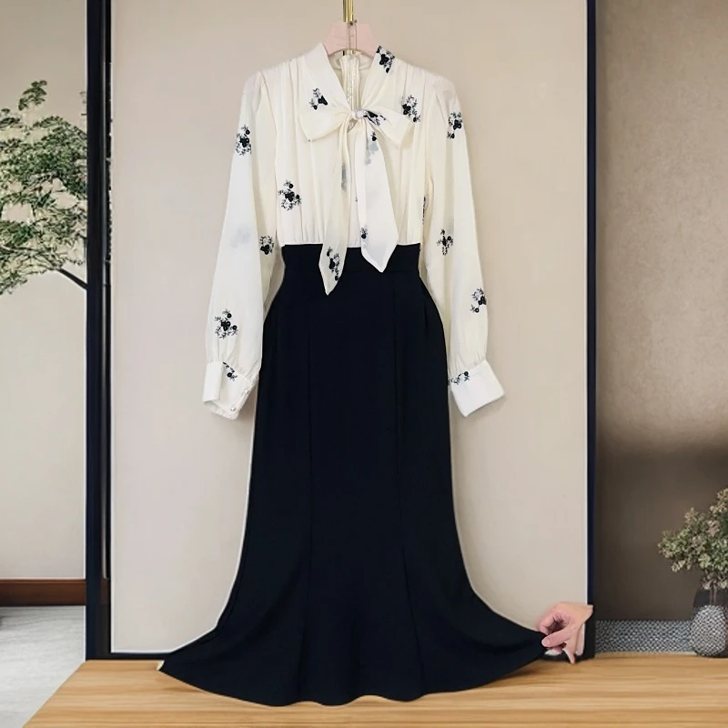 【RG014】2025年新款气质轻奢时尚优雅荷叶边显瘦不规则连衣裙