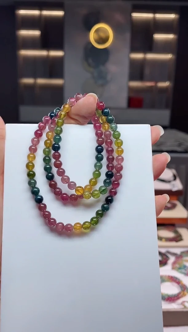 未镶嵌老矿碧玺三圈手串5mm+碧玺（多样性发一条）Q