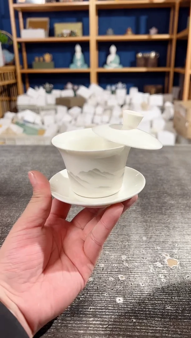 【闪购商品】其他水墨千里江山悬停三才盖碗