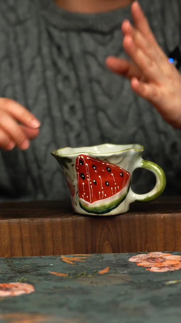 杯釉下彩手工手绘同款陶器