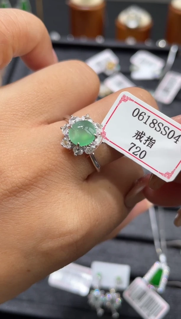 翡翠戒指银S925镶嵌…*/0618SS04