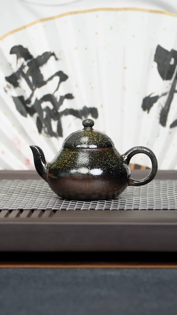 茶壶底槽青再*想原矿零添加紫砂柴烧梨型壶容量158毫升