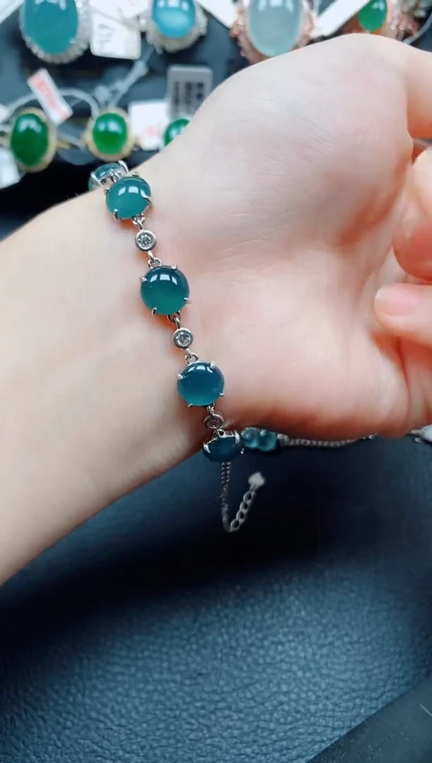 银S925镶嵌手链翡翠翡翠