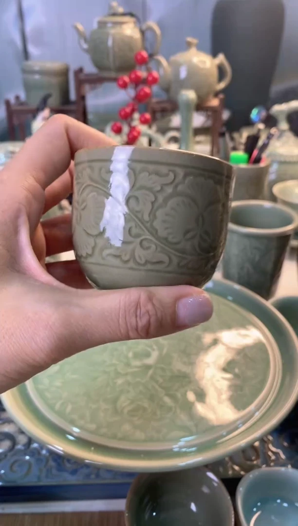 瓷片微瑕福利 TS048牡丹直臂缸杯 一只