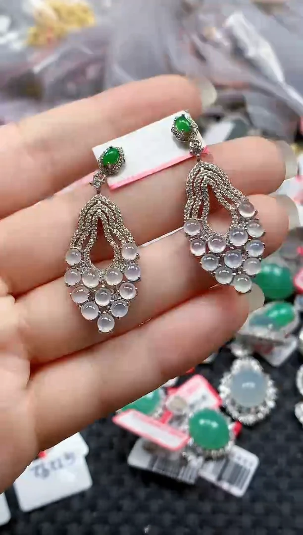 银S925镶嵌戒指翡翠天然A货缅甸翡翠