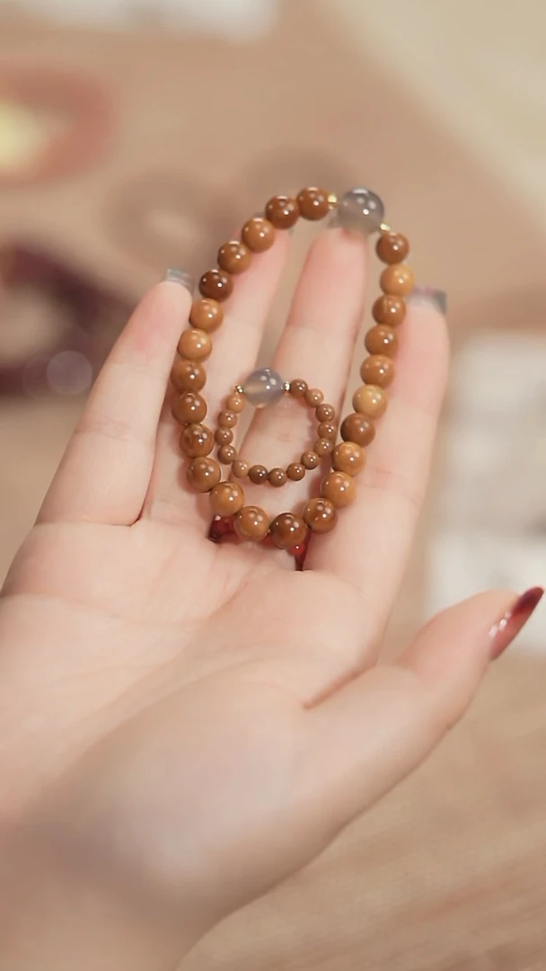 【闪购商品】库克手串未镶嵌【海边】库克 烟灰玛瑙手串+戒指