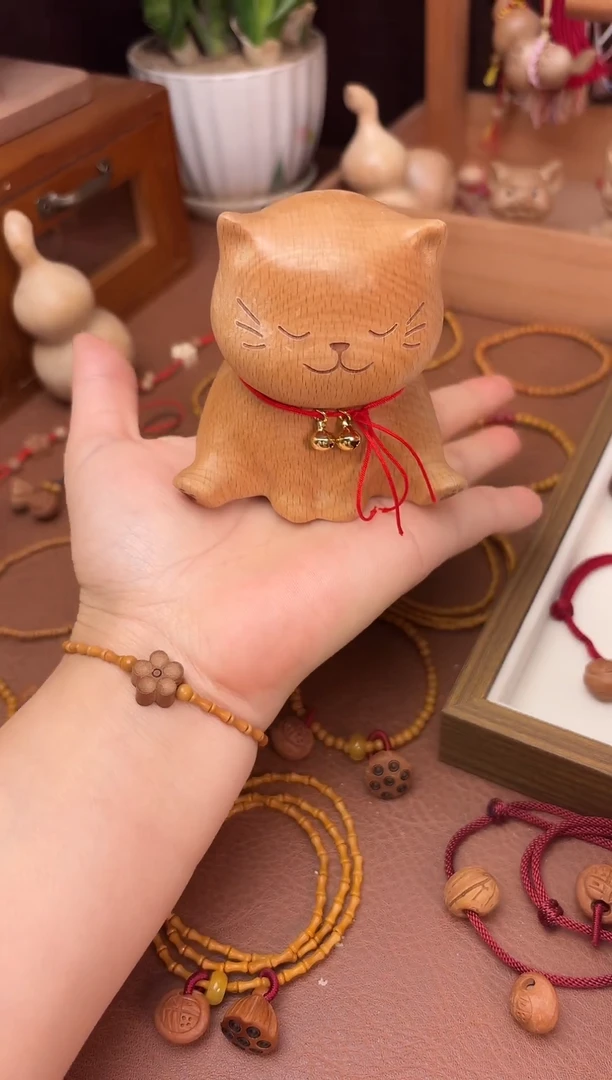 手串桃核桃木小猫